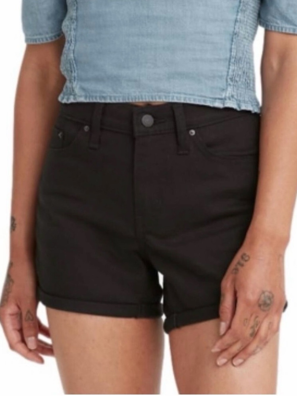 Levi's Black Cuffed Denim Shorts